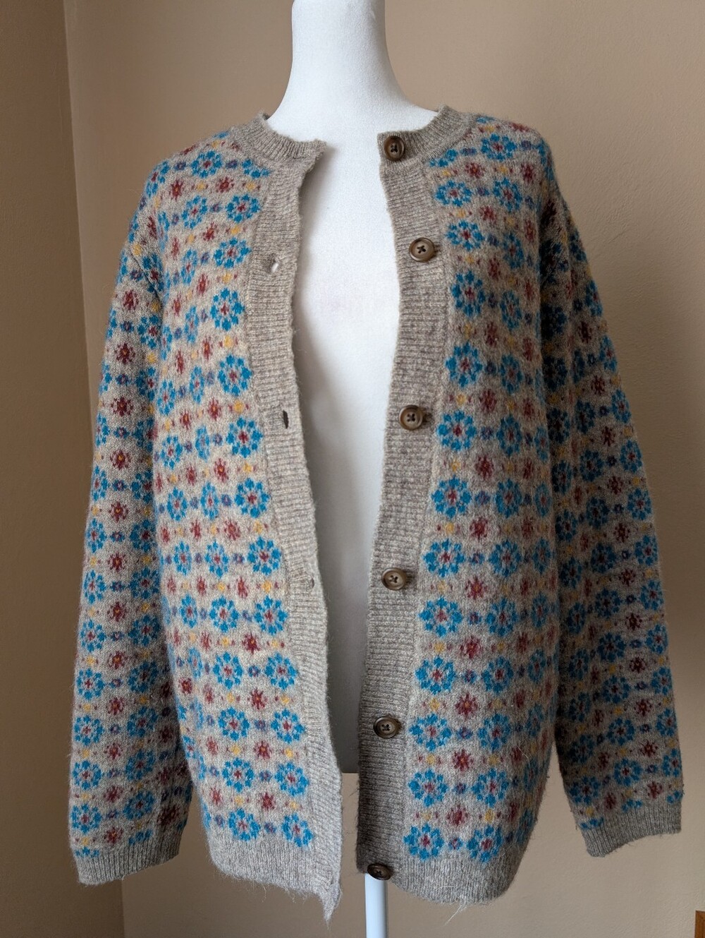 Uniqlo Ines de la Fressange Fair Isle Cardigan Sweater Wool Alpaca XL Multi - Picture 12 of 13